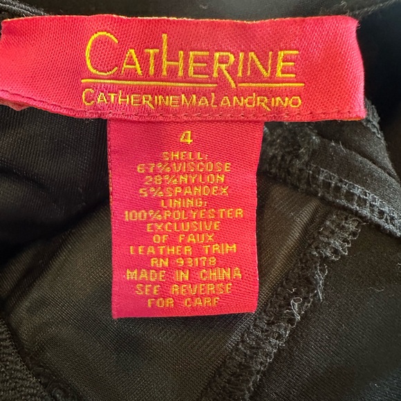Catherine Malandrino Black Stretchy Dress with Faux Leather Detail Size 4 - Picture 3 of 5